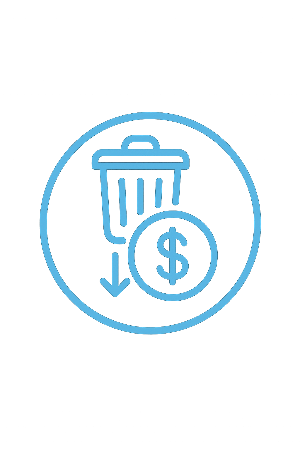 Trash Can and Dollar Sign Icon